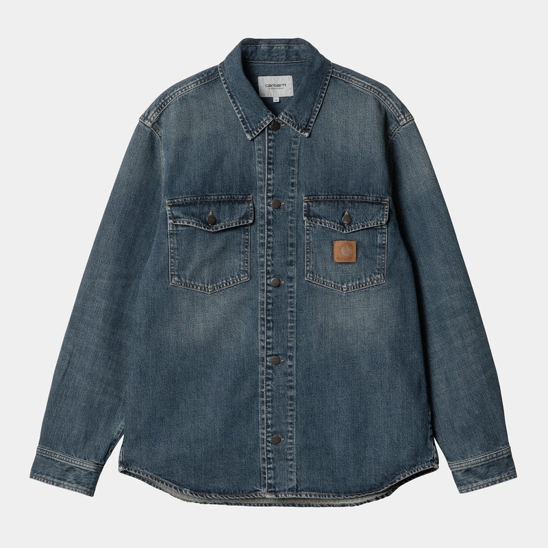 Carhartt Lincoln Shirt Jac, blue worn used wash